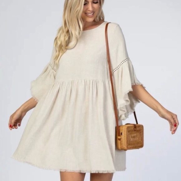 HYFVE Dresses & Skirts - HYFVE Maternity Linen Dress Boho Bell Sleeves Babydoll
